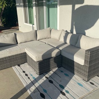 JSP Upholstery - Our old cushions with holes in fabric and seams undone. - Furniture Reupholstery Near Me - San Marcos, California