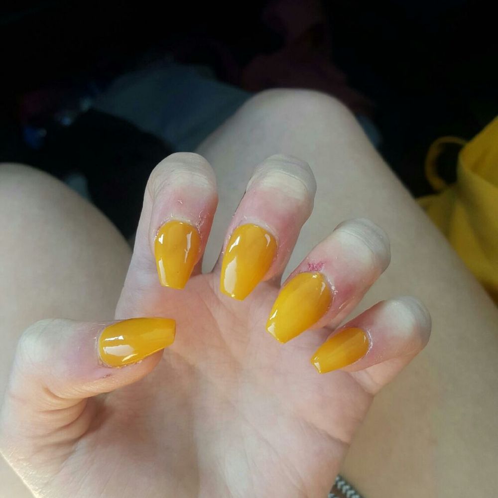 It was my daughter's first time getting her nails done,  for prom. The girl doing her nails did a horrible job.