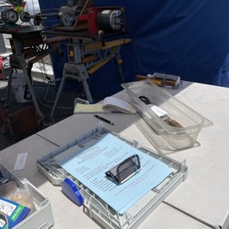 His station at the farmers market. Saturday is when. His station at the farmers market. Saturday is when.
