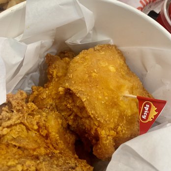 Jollibee - Spicy 6 pc chickenjoy bucket. $14.99. 1,390-2,350 calories. Really good and not that spicy! - Chicken Shop Near Me - Philadelphia, Pennsylvania Jollibee - Spicy 6 pc chickenjoy bucket. $14.99. 1,390-2,350 calories. Really good and not that spicy! - Chicken Shop Near Me - Philadelphia, Pennsylvania