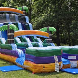 Bay Area Bounce Rentals - 18' Dual-Lane Yellow Tropical Marble Water Slide