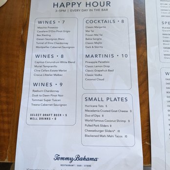 Tommy Bahama - Happy hour menu - Seafood Near Me - Naples, Florida Tommy Bahama - Happy hour menu - Seafood Near Me - Naples, Florida