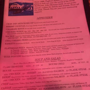 Tugboat Annies - Apps, soup, salad menu - American Near Me - Olympia, Washington