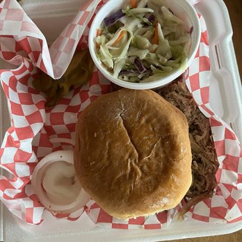K & L Country BBQ - My pulled pork sandwich with coleslaw - Food Trucks Near Me - Kingfisher, Oklahoma
