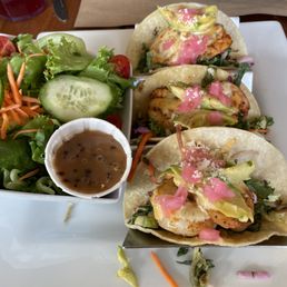 shrimp tacos and side salad shrimp tacos and side salad