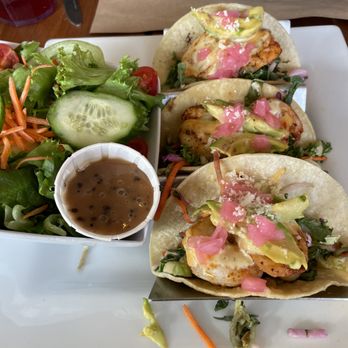 Main Streets Café - shrimp tacos and side salad - American Near Me - Concord, Massachusetts