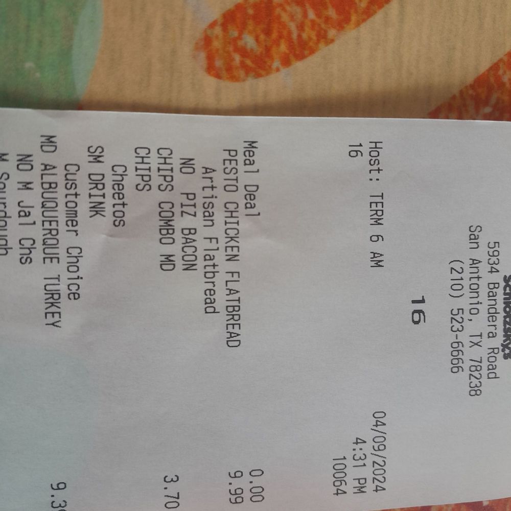 Schlotzsky's - Reciept - Delis Near Me - San Antonio, Texas Schlotzsky's - Reciept - Delis Near Me - San Antonio, Texas