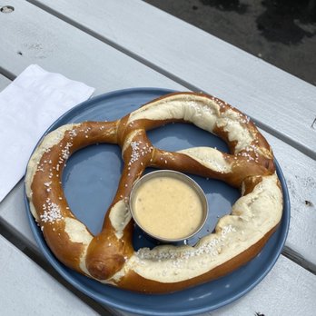 Pilot Project Brewing - Logan Square - Pretzel with cheese - Breweries Near Me - Chicago, Illinois