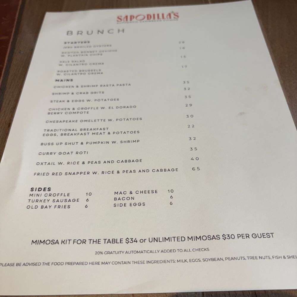 Sapodilla’s - Brunch Menu - Caribbean Near Me - Washington, DC, District of Columbia Sapodilla’s - Brunch Menu - Caribbean Near Me - Washington, DC, District of Columbia