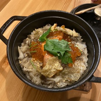 STEM Japanese Eatery - Staub gohan with salmon - Japanese Near Me - Burnaby, British Columbia