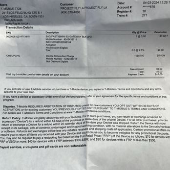 T-Mobile - Wrong invoice that we got that don't have a breakdown of our $85 prepaid plan invoice - Mobile Phones Near Me - Los Angeles, California T-Mobile - Wrong invoice that we got that don't have a breakdown of our $85 prepaid plan invoice - Mobile Phones Near Me - Los Angeles, California