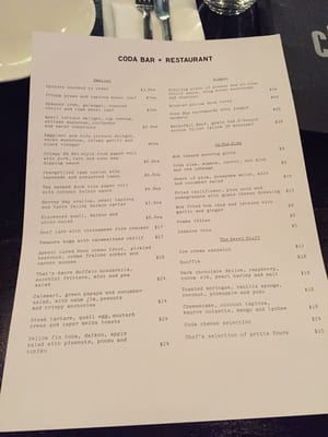 Menu photo 2 Coda Bar & Restaurant Melbourne, VIC Menu photo 2 Coda Bar & Restaurant Melbourne, VIC
