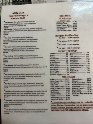 Menu photo 2 Abby Lane Gourmet Burgers and Other Stuff Fraser, MI Menu photo 2 Abby Lane Gourmet Burgers and Other Stuff Fraser, MI