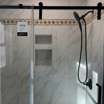 Conquer Construction - Custom shower install including (demo existing tub, shower niche, accent pieces and frameless shower door - General Contractors Near Me - Sugar Hill, Georgia Conquer Construction - Custom shower install including (demo existing tub, shower niche, accent pieces and frameless shower door - General Contractors Near Me - Sugar Hill, Georgia