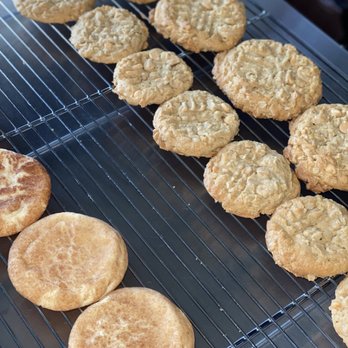 Blu Crocker - Peanut butter cookies(top/large and small)

Snickerdoodles (bottom/small) - Desserts Near Me