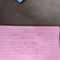 Army Family Life Surplus - Adress