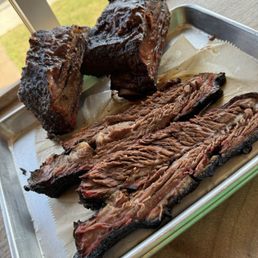 Texas cut brisket and beef ribs. It's a must.