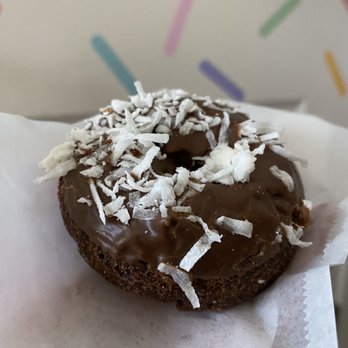MX Donut - chocolate frosted donut with coconut sprinkles - Donuts Near Me - Lathrop, California