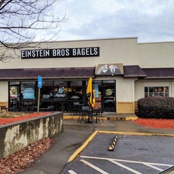 Einstein Bros. Bagels - Outside. Storefront. Front entrance. There's a side entrance (right) and drive-thru (left) too. - Bagels Near Me - Atlanta, Georgia