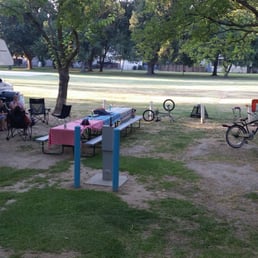 We were able to stagger our RVs so we had a nice open area to congregate. Behind our site was a nice open field for the kids. We were able to stagger our RVs so we had a nice open area to congregate. Behind our site was a nice open field for the kids.
