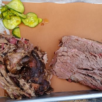 Sweet Cheeks Q - BBQ platter of pulled pork and beef Brisket. Half pound of each - Southern Near Me - Boston, Massachusetts