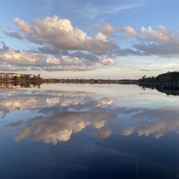 Bill Frederick Park at Turkey Lake - Glassy lake - highlights a funky looking guitar! - Parks Near Me - Orlando, Florida