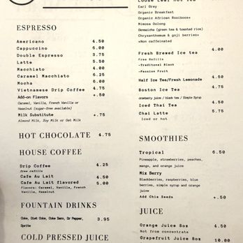 Teaspoon - Bfast drinks menu (3/2026) - Breakfast & Brunch Near Me - Tucson, Arizona