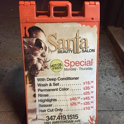 Santa Beauty Salon - It's $20 for me but my hair is up to my waist.