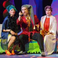 Opera in the Heights - Kyla Knox as Clorinda, Nathan Milholin as Don Magnifico, and Monica Isomura as Tisbe in Rossini's La Cenerentola.  February 2016.