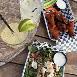 Wings and salad