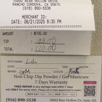 The Nail Vibe - 8/21/2025: Nail Vibe Receipt. - Nail Salons Near Me - Rancho Cordova, California The Nail Vibe - 8/21/2025: Nail Vibe Receipt. - Nail Salons Near Me - Rancho Cordova, California