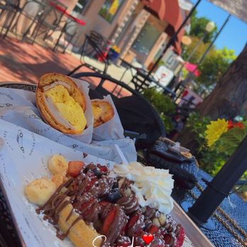 GVA Cafe - Fruit waffle and breakfast crossiant - Cafes Near Me - Morgan Hill, California