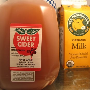 Apple Annie - a bottle of sweet cider and a carton of milk - Farmers Market Near Me - Brentwood, New Hampshire Apple Annie - a bottle of sweet cider and a carton of milk - Farmers Market Near Me - Brentwood, New Hampshire