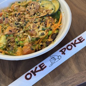 Oke Poke - Medium Make Your Own Bowl (they offered me an option to mix it all for me which I gladly took them up on!) - Hawaiian Near Me - San Ramon, California