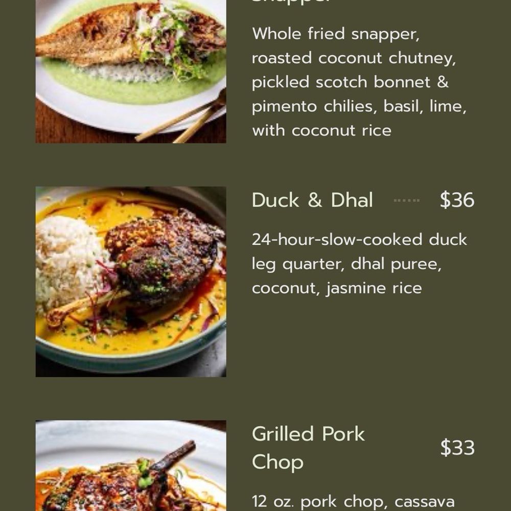 St James - Modern Caribbean - Menu screenshot - Caribbean Near Me - Washington, DC, District of Columbia