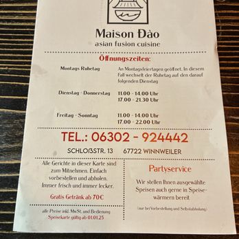 Dao´s Asia Wok - Front of Menu - Pan Asian Near Me - Winnweiler, RP Dao´s Asia Wok - Front of Menu - Pan Asian Near Me - Winnweiler, RP