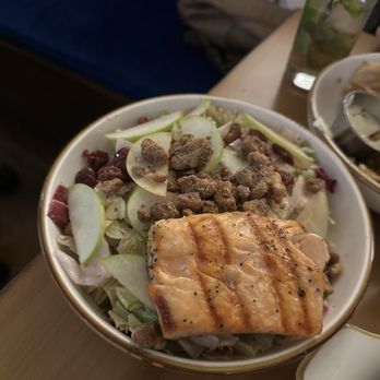 Good Neighbor - Apple Walnut Salad topped with seared salmon - American Near Me - Sacramento, California