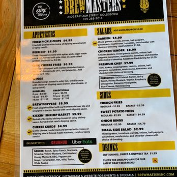 Brewmasters - Menu - Gastropubs Near Me - Goldsboro, North Carolina