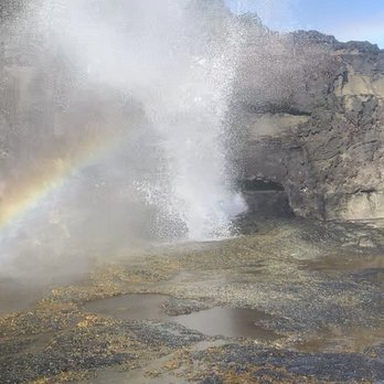 Nakalele Blowhole - Here is a decent rainbow in the second blowhole - Hiking Near Me - Kahakuloa, Hawaii