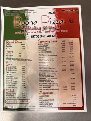 Menu photo 1 Buona Pizza Scranton, PA