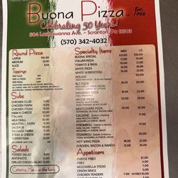 Buona Pizza - Menu October 2025