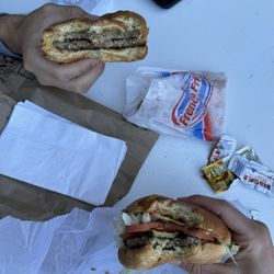 Minnetonka Drive-In Restaurant - Double cheeseburger and California burger and cheese curds
