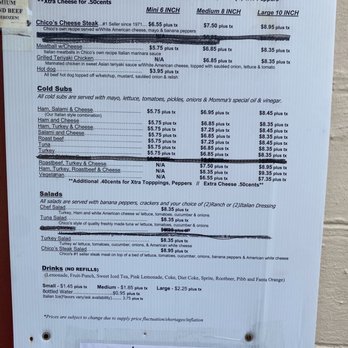 Chico's Sub Shop - Current menu - Sandwiches Near Me - Orlando, Florida Chico's Sub Shop - Current menu - Sandwiches Near Me - Orlando, Florida