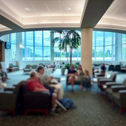 Baton Rouge Orthopaedic Clinic - Second story waiting room -- visitors blurred out for privacy.