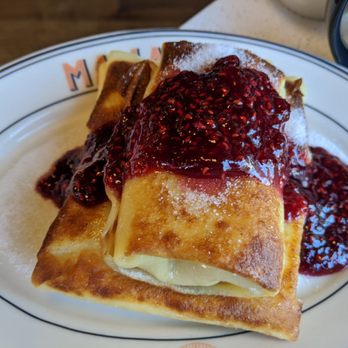 Mamaleh's Delicatessen - Cheese blintzes with raspberry - Delis Near Me - Cambridge, Massachusetts