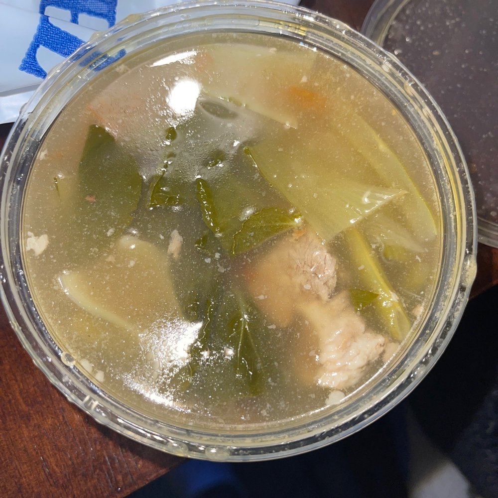 Maymar Filipino Restaurant - Cup Entree a la Carte pork sinigang. Tastes like Italian wedding soup and greens, minus the sausage and noodles. - Filipino Near Me - Chesapeake, Virginia