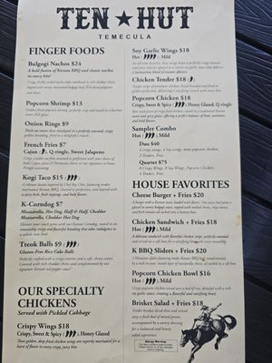 Menu photo 2 Ten Hut Temecula, CA Menu photo 2 Ten Hut Temecula, CA