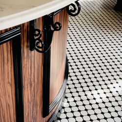 The Ground A Bout - Beautiful flooring, marble counters & stained wood. Such a clean and stunning space
