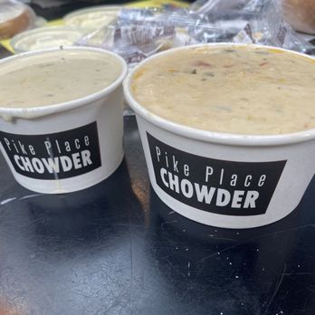 Pike Place Chowder - New England Clam Chowder (regular) and Seafood Bisque (large) - Seafood Near Me - Seattle, Washington