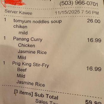 Thai Taim - The fake receipt with chicken soup for $26 - Thai Near Me - West Hills, California Thai Taim - The fake receipt with chicken soup for $26 - Thai Near Me - West Hills, California